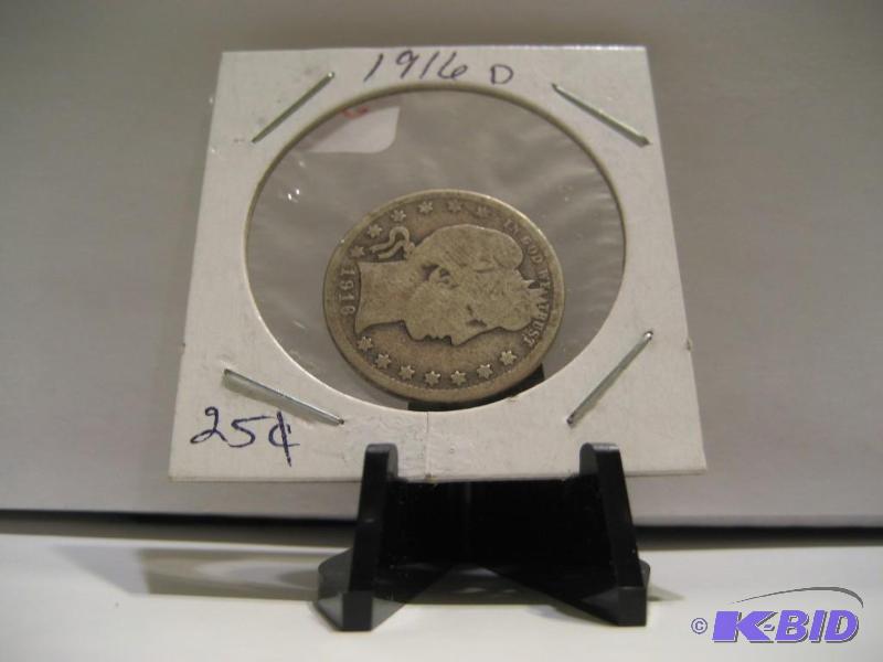 lot 58 image: 1916 D BARBER QUARTER, 90% SILVER