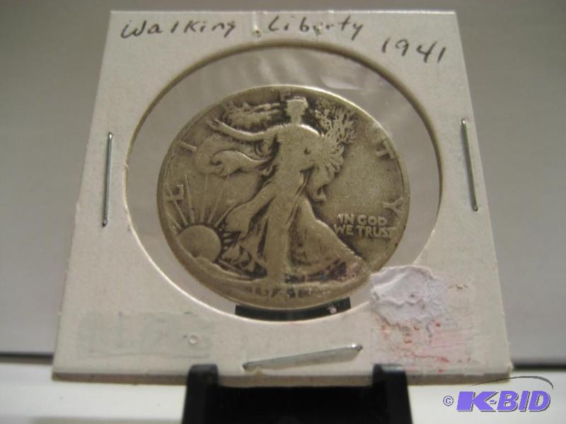 lot 68 image: 1941 WALKING LIBERTY HALF DOLLAR, 90% SILVER