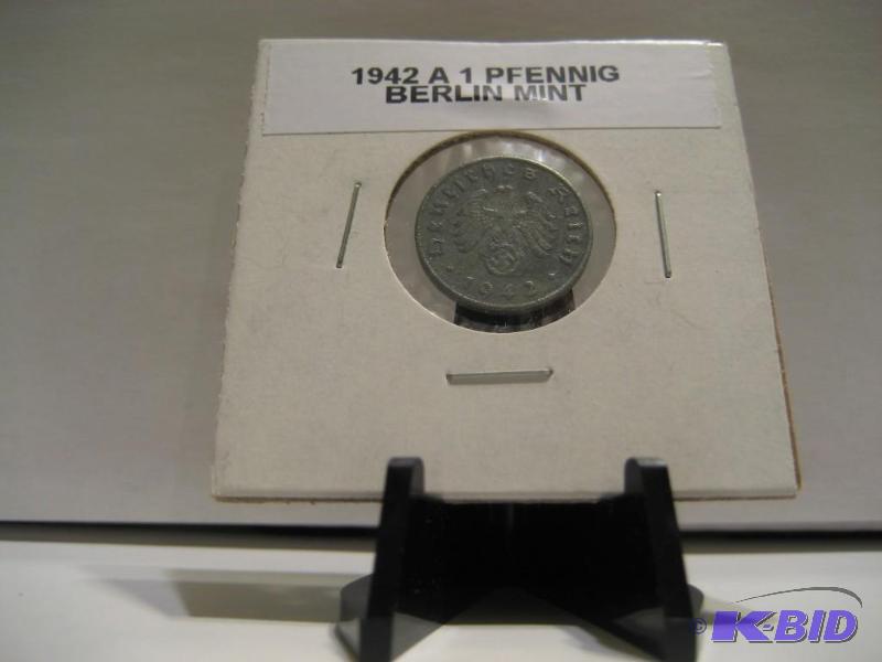 lot 7 image: 1941 GERMAN 1 PFENNIG COIN