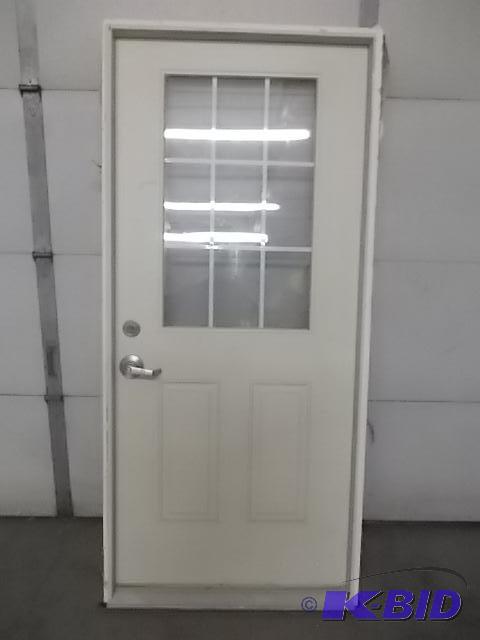 lot 12 image: Stanley 36 x 80 Exterior Door With Window Wit...