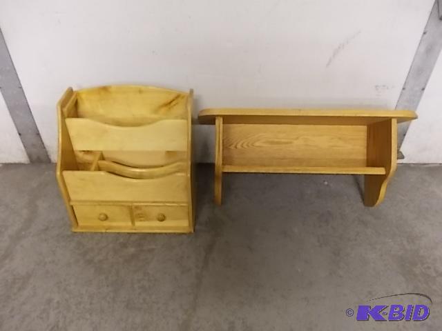 lot 28 image: Wood Wall Shelf, Paper Or Magazine Organizer...