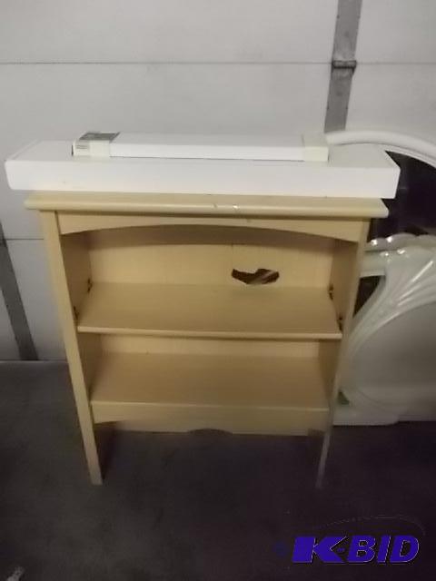 lot 40 image: Wood Book Shelf (Has Damage), 2 Wall Mounted ...