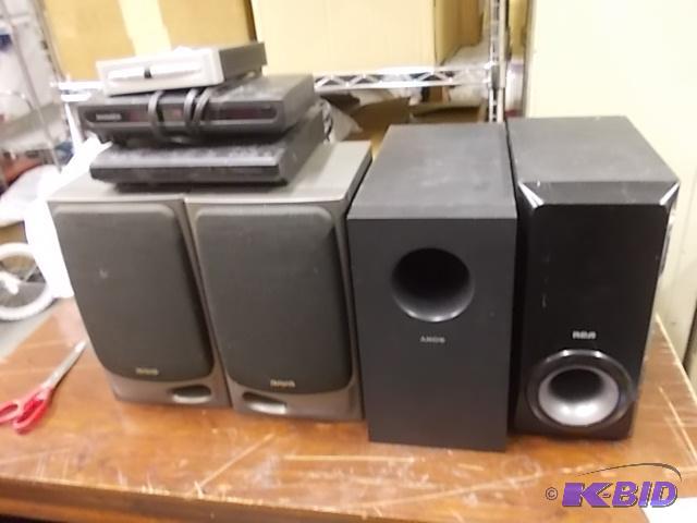 lot 54 image: 2-Convertor Boxes, DVD Player, 2-Aiwa&nbspSp...