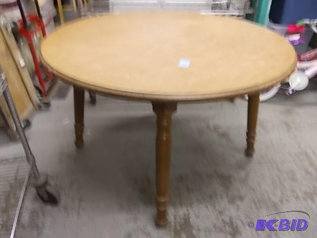 lot 56 image: 48 Inch Round Maple Dining Table...