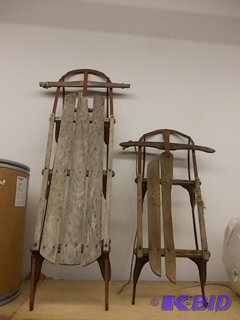 lot 8 image: 2 Old Steel Runner Sleds...