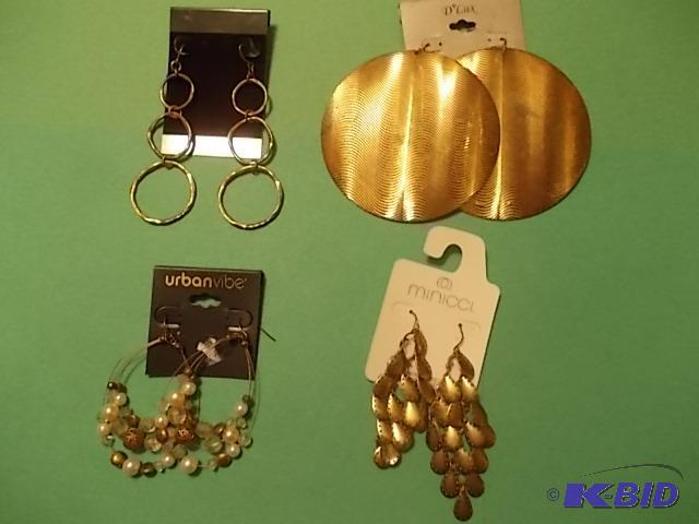 4-Pair Of Large Pierced Earrings...