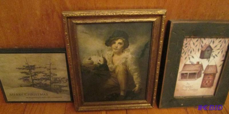 Lot of 2 framed prints and a plaque...