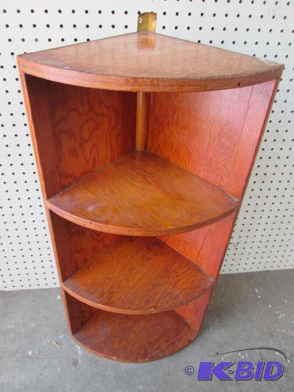 All wood corner shelf, 10 from corner to fron...