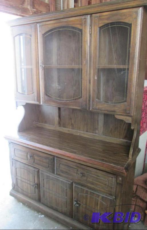 wood hutch, glass doors on upper cabinet, 51 ...