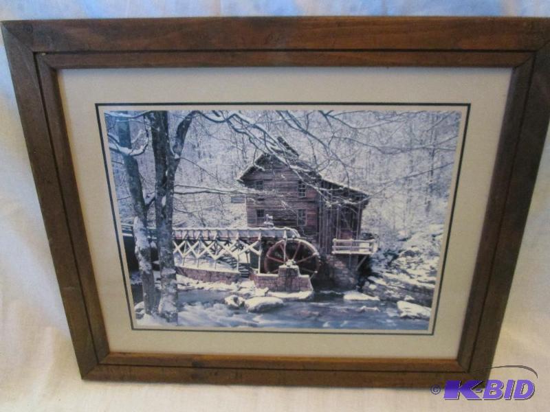 Framed mill pond scene 19.5 x 23.5...