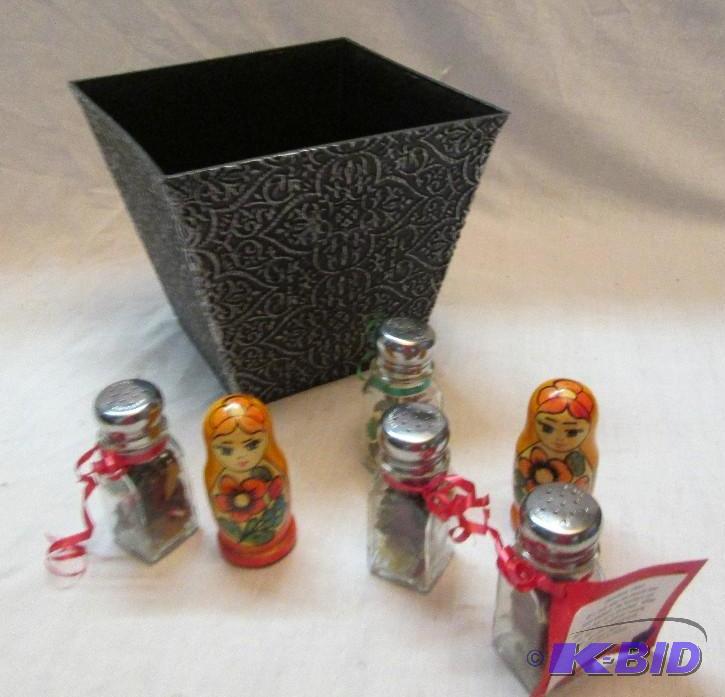 decorative bin with 2 sets of holiday decorat...