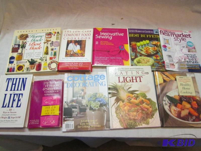 Lot of assorted cookbooks and dcor and other ...