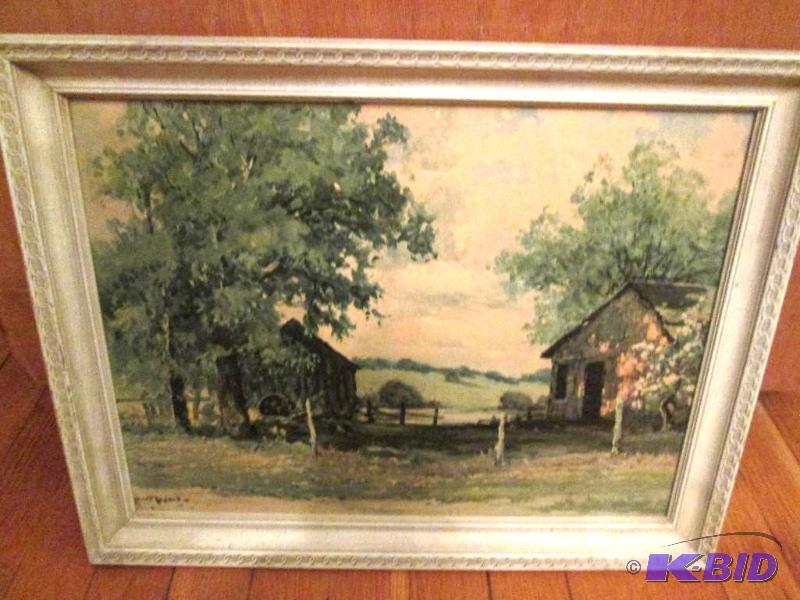 Framed country scene 18 x 14...