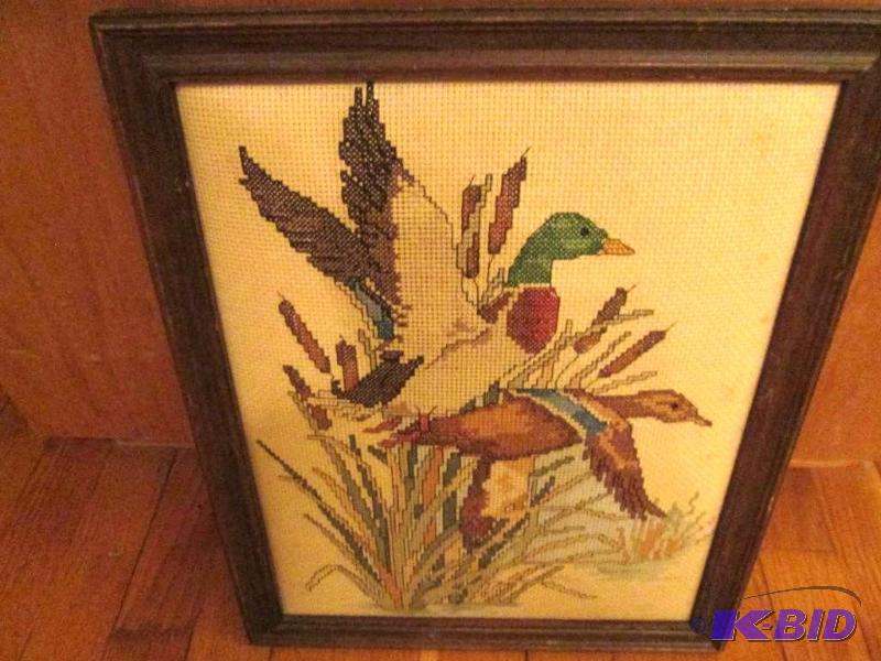 Ducks in cross stitch, 12 x 16...