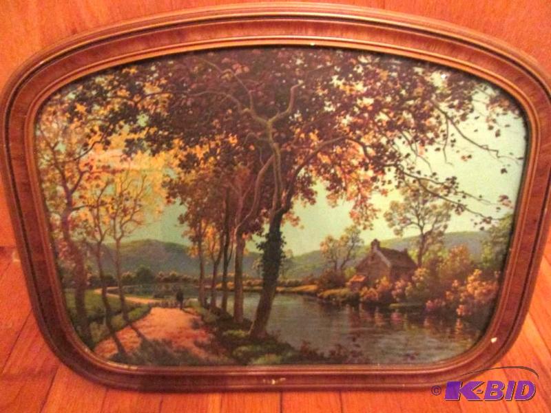 Framed country scene 18 x 14...