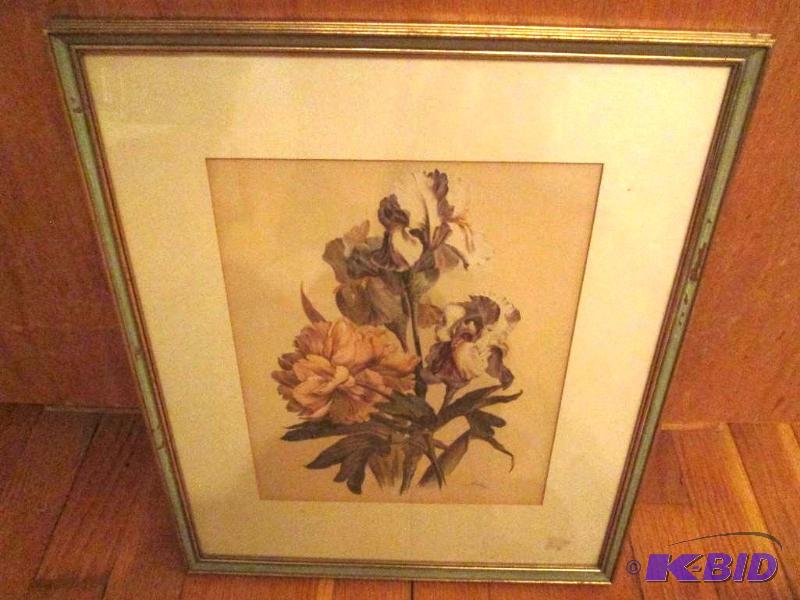 Framed floral print, 12.5 x 15...