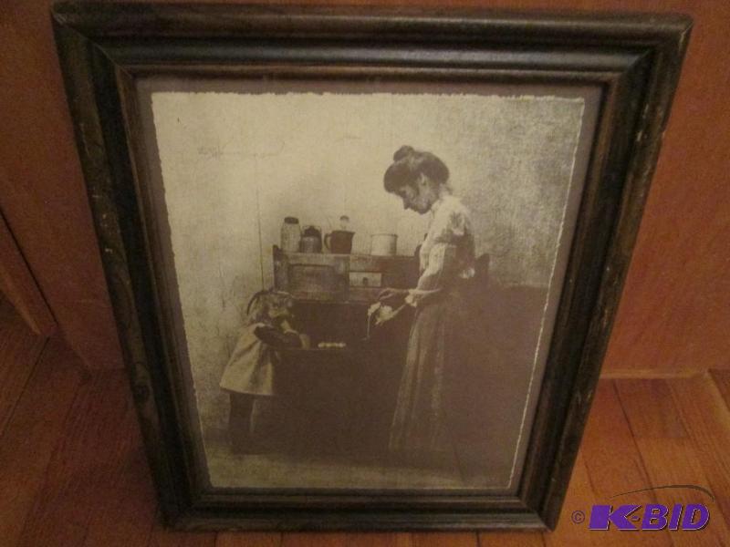Framed vintage scene 13.5 x 17...