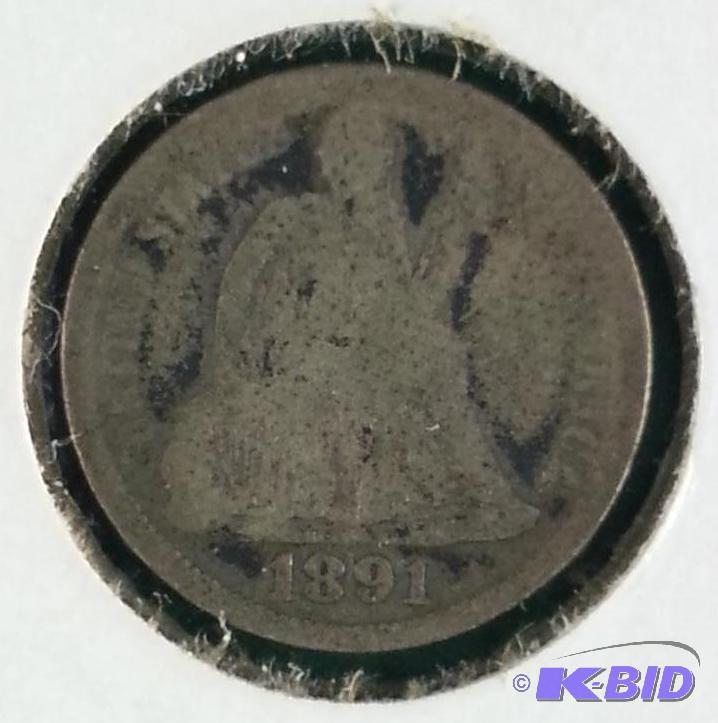 1891 Seated Liberty Silver Dime...