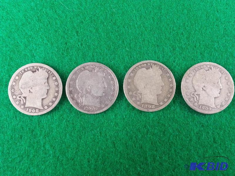 Lot of (4) Barber &quotLiberty Head&quot Si...