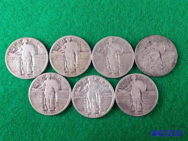 Lot of (7) Standing Liberty Silver Quarters -...
