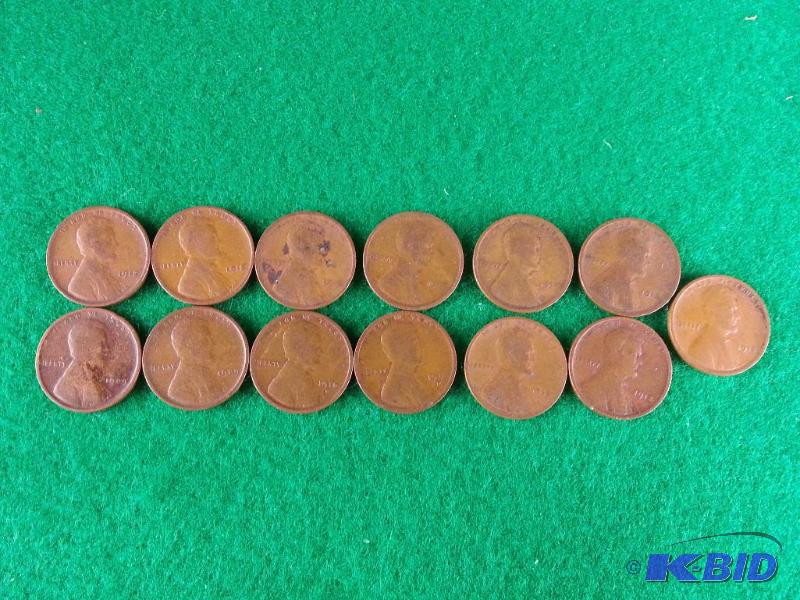 Lot of (13) Semi-key, Early date Wheat Pennie...