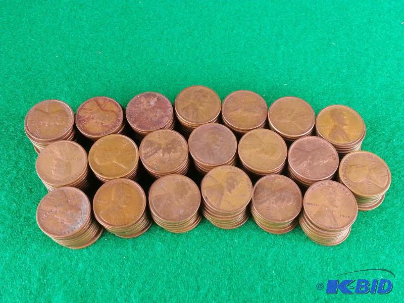 Lot of (200) 1910 to 1919 Early Date Wheat Pe...
