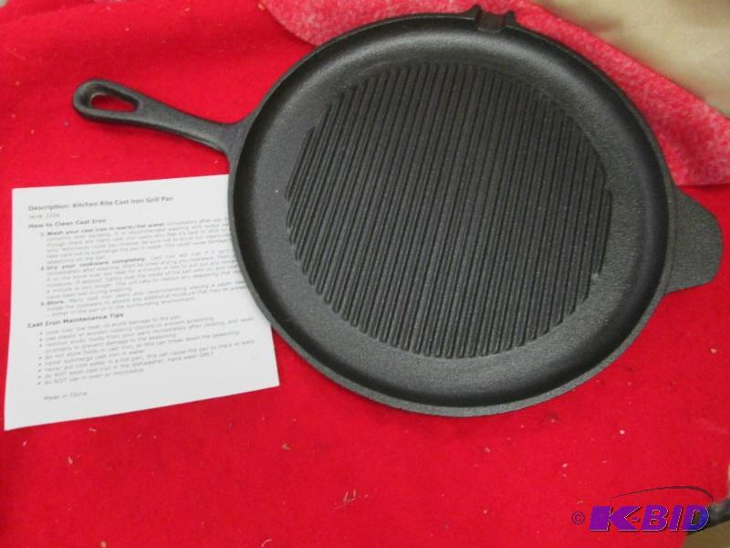 lot 11 image: Kitchen Rite Cast Iron Grill Pan...
