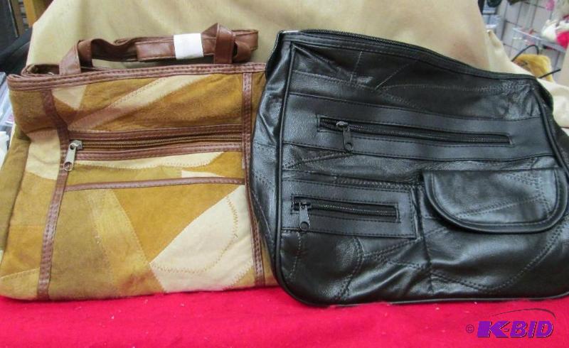 lot 124 image: Qty 2 purses one black and one tan, cream, an...