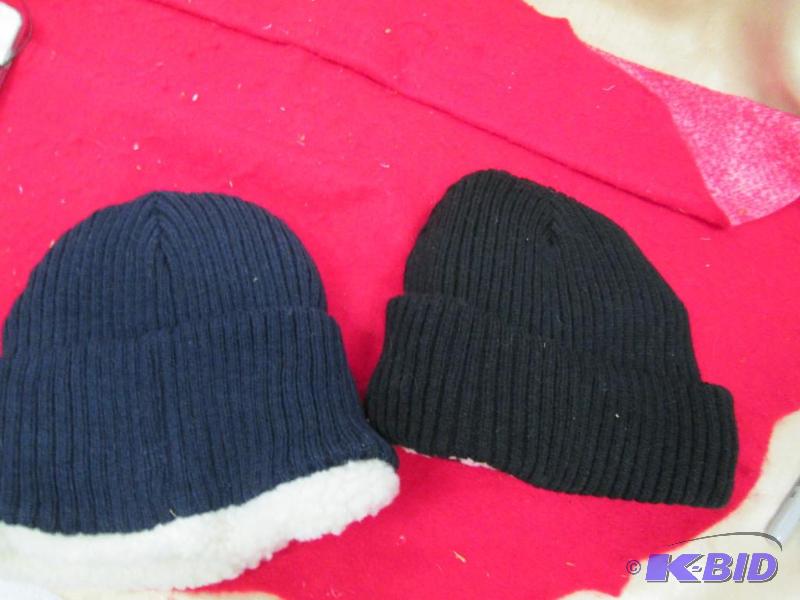 lot 128 image: Fleece lined knit hats set of 2 black and nav...