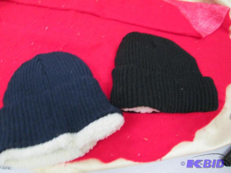 lot 130 image: Fleece lined knit hats set of 2 black and nav...