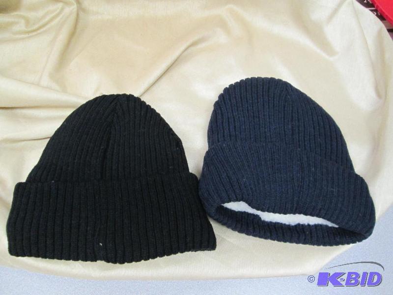 lot 146 image: Fleece lined knit hats set of 2 black and nav...