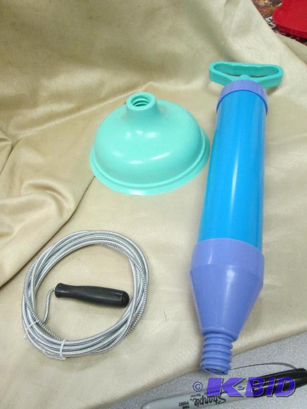 lot 157 image: Drain clearing plunger powerful action clears...