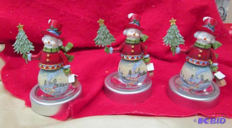 lot 171 image: Qty 3 Snowman with evergreen tree...