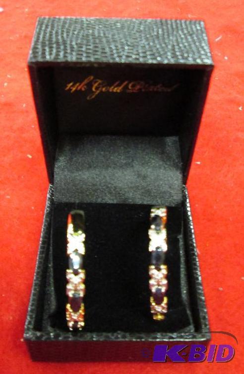 lot 34 image: Gold Coast 14k gold plated loop earrings with...