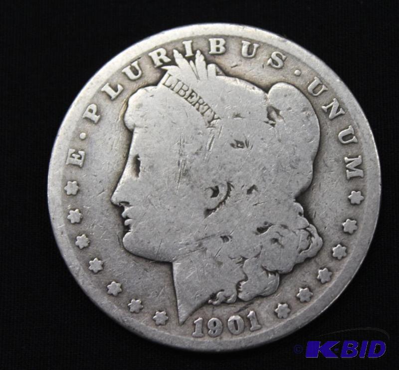 lot 10 image: 1901 Morgan Silver Dollar, O Mint Mark...