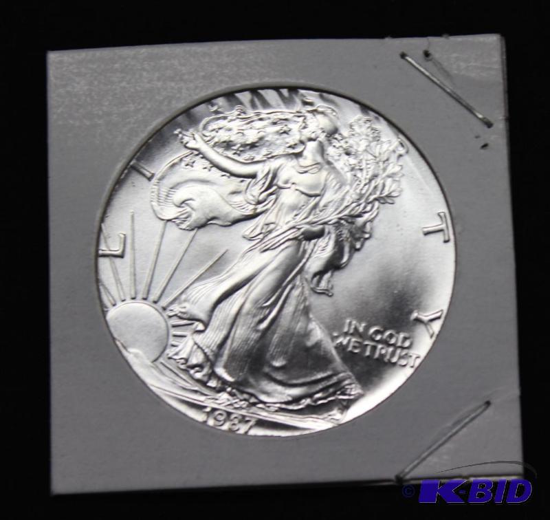 lot 11 image: 1987 1oz. Fine Silver - One Dollar - American...