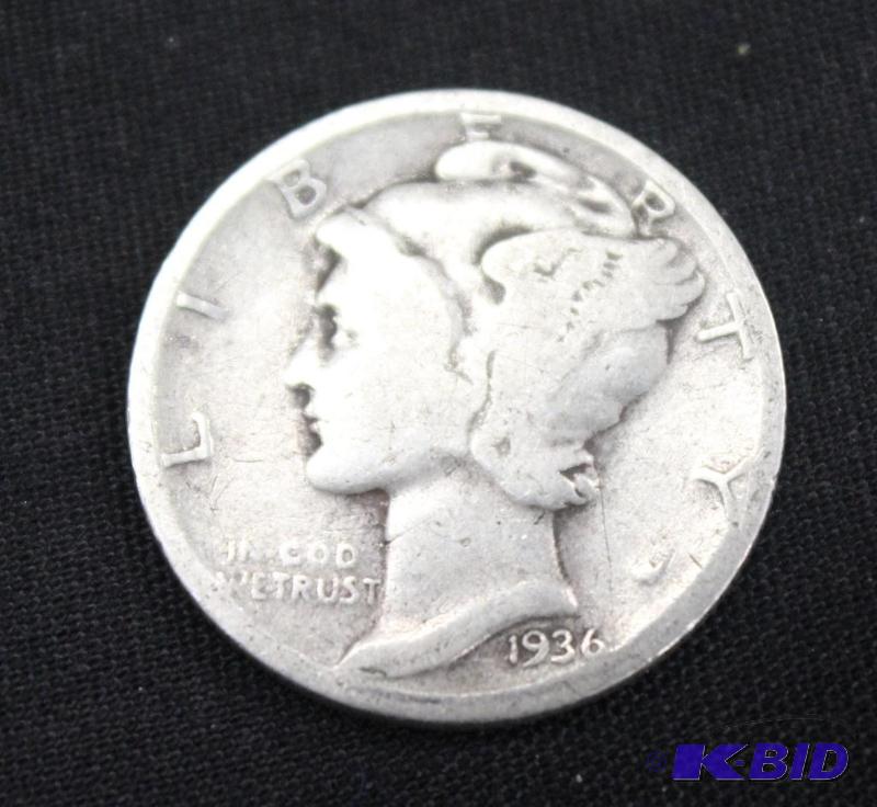 lot 15 image: 1936 Mercury Dime...