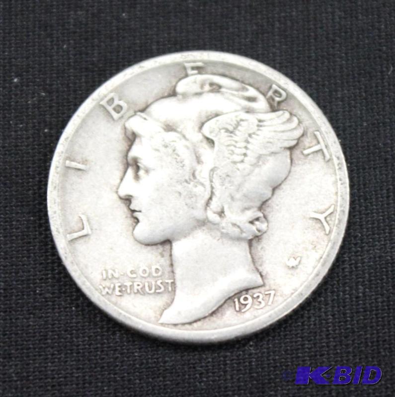 lot 16 image: 1937 Mercury Dime...