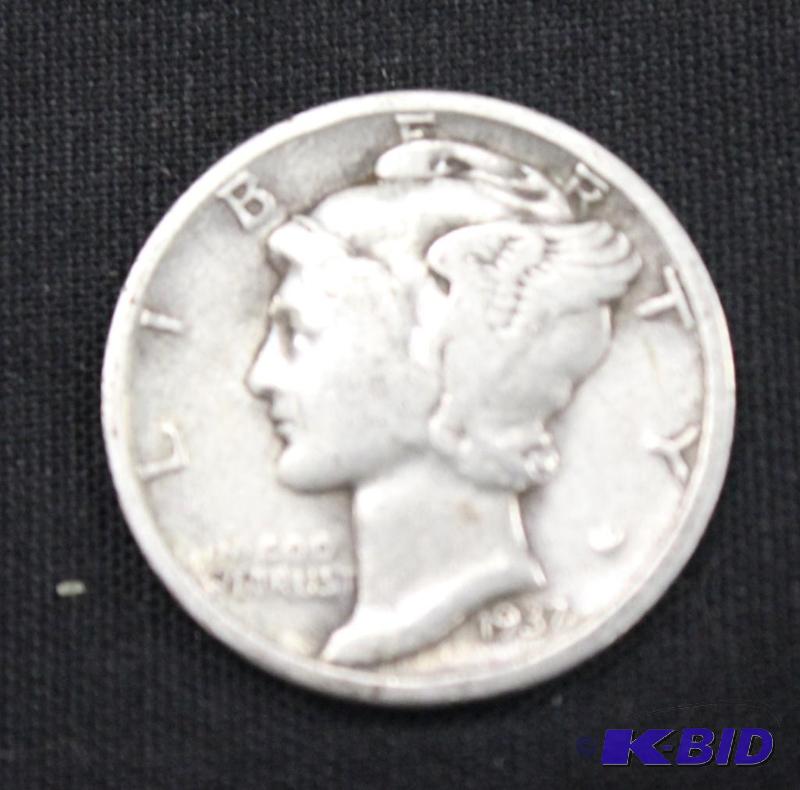 lot 17 image: 1937 Mercury Dime...