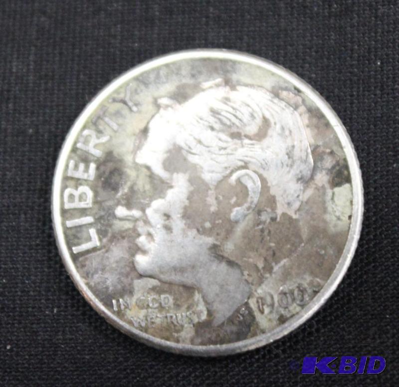 lot 19 image: 1960 Roosevelt Dime, D Mint Mark ...