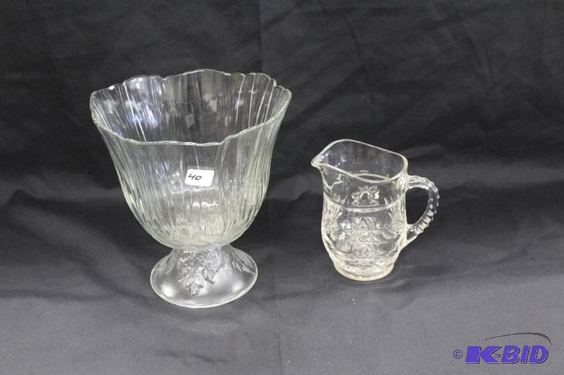 lot 40 image: Vintage Cut Glass Vase and Small Pitcher ...