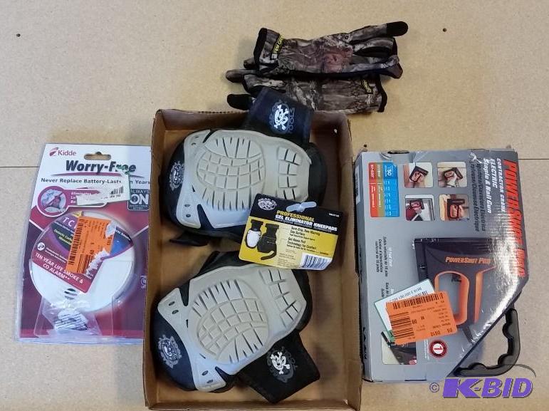 lot 16 image: Electric Stapler Nailer  Gel Knee Pads  Gloves  Kidde Smoke Alarm