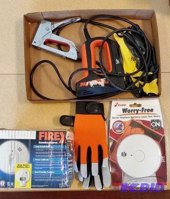 lot 23 image: Electric Staple Gun, Junior Staple Gun, Smoke Alarms