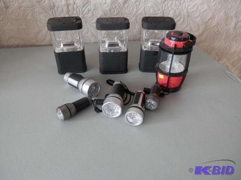 lot of LED lanterns and flashlights