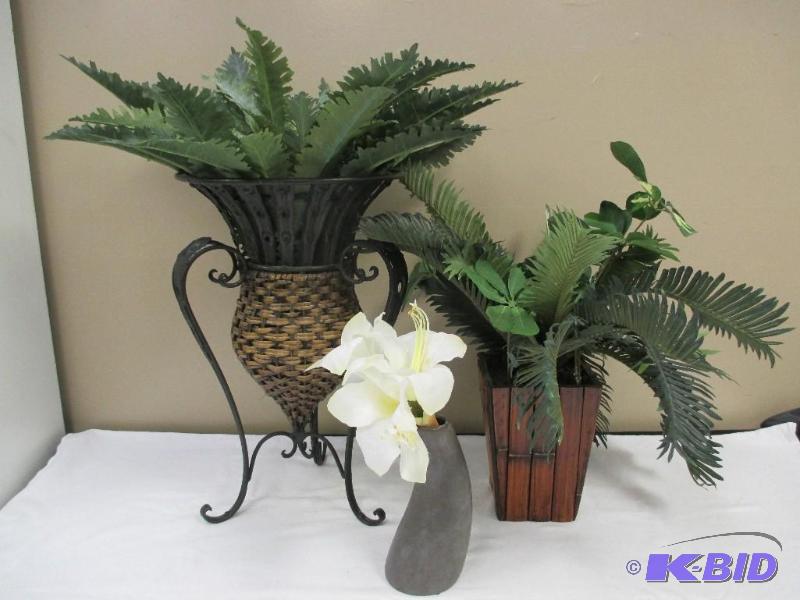 3 Decorative Planters with Plants