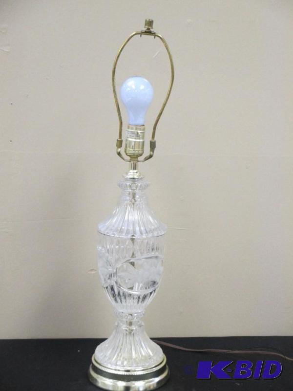 Etchedcut Glass table lamp with light base