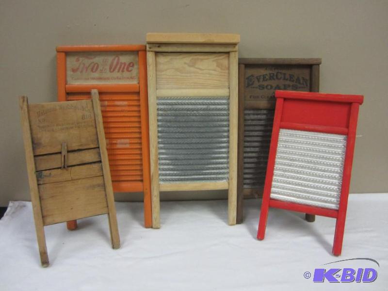 Lot of five washboards