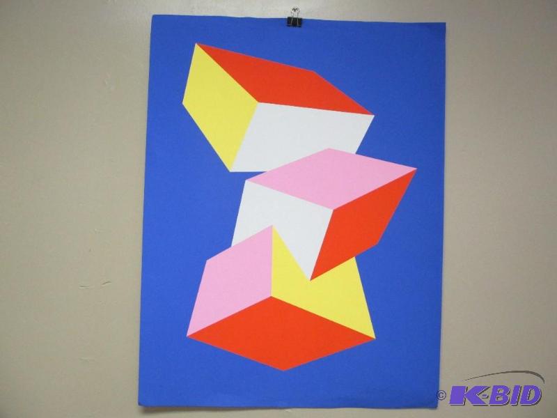 Denise Rene Editeur Signed & Numbered Stacked Cubes Abstract Print