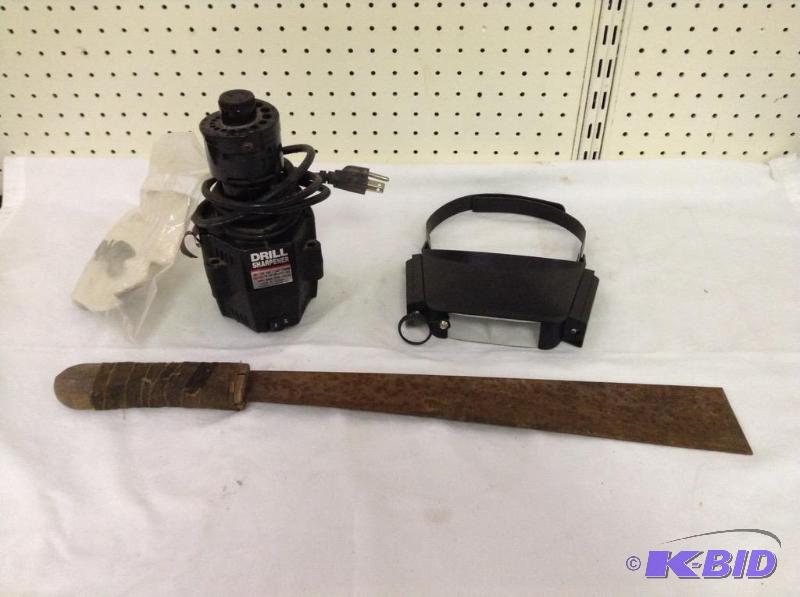 Drill Sharpener, Machete & Magnifyer