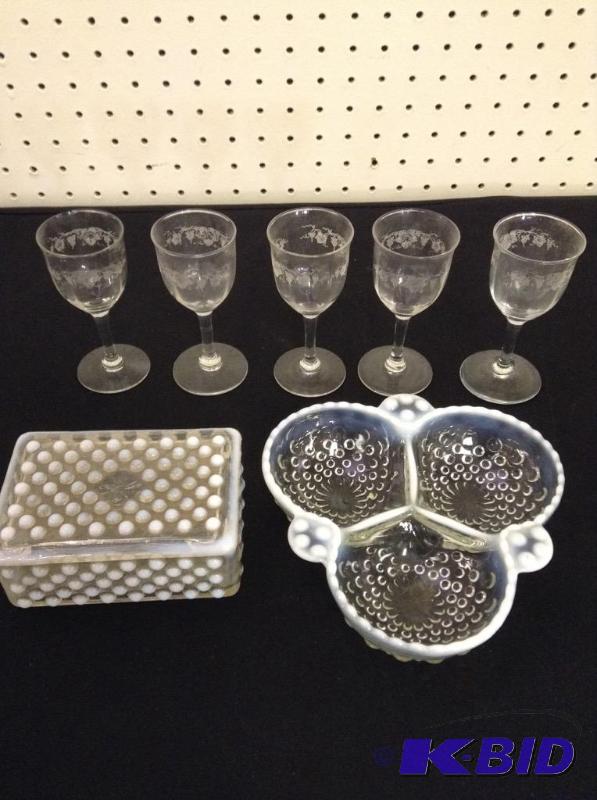 Crystal Glasses & Fenton Hobnail Glassware